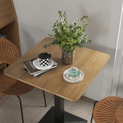 Ruokapöytä 2 hengelle lastulevy ja teräs 70 x 70 x 75 cm tummanruskea-musta