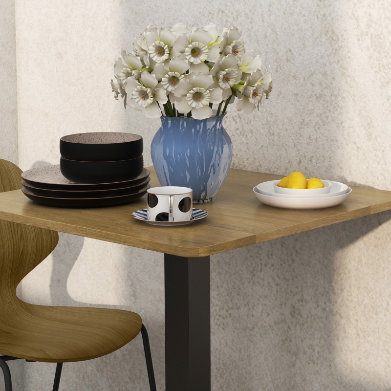 Ruokapöytä 2 hengelle lastulevy ja teräs 70 x 70 x 75 cm tummanruskea-musta