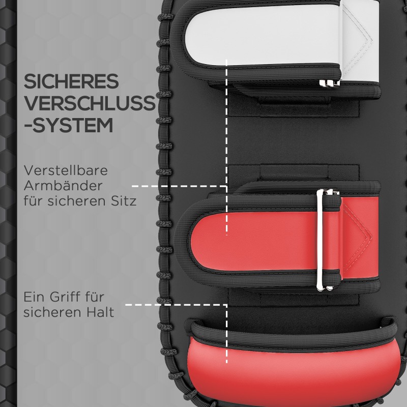 Potkutyyny Muay Thai- ja potkunyrkkeilyharjoitteluun, keinonahkaa, 38 x 20 x 18 cm, musta/punainen/valkoinen