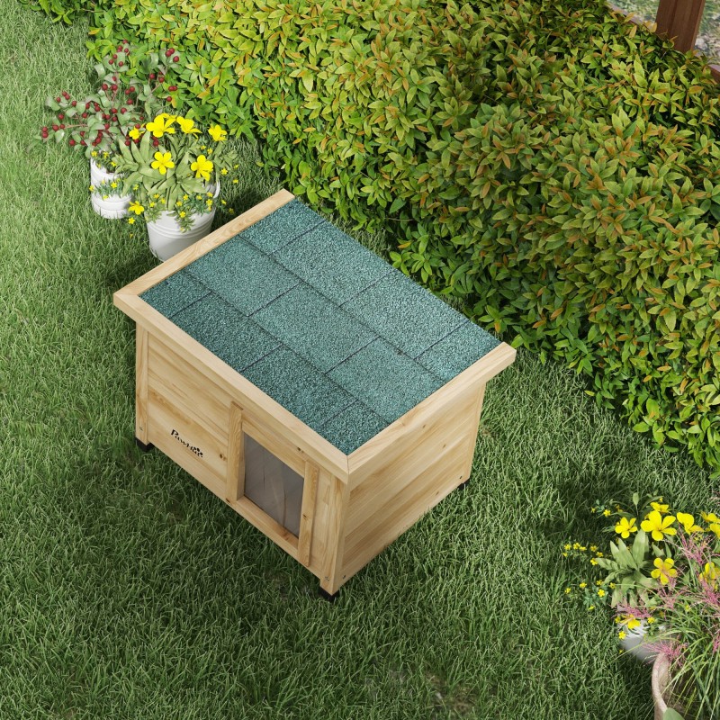 Kissan ulkomaja kuusipuuta 57 x 45 x 43 cm, max 6 kg, keltainen/vihreä