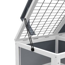 Kilpikonnien terraario kahdella osastolla, kuusipuu, akryyli-ikkunat, 81 x 48 x 31,5 cm, harmaa-valkoinen