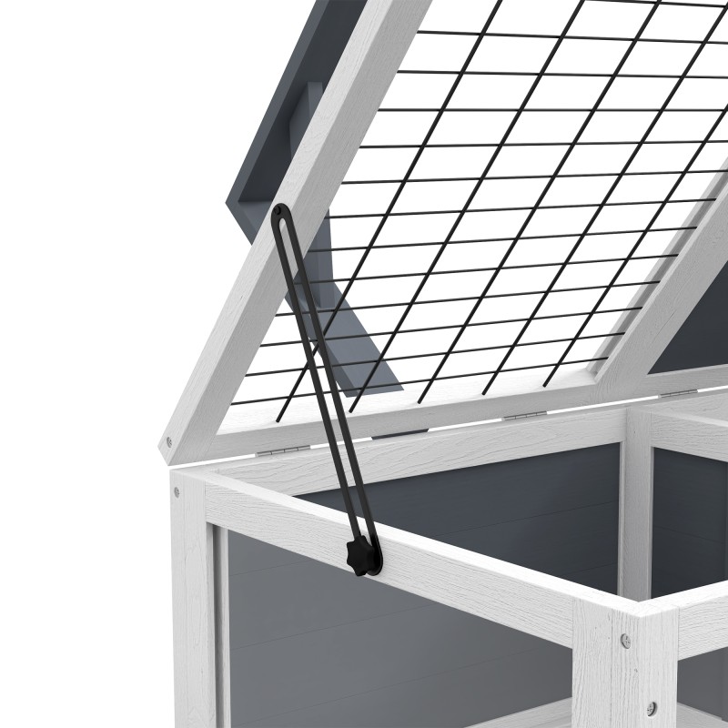 Kilpikonnien terraario kahdella osastolla, kuusipuu, akryyli-ikkunat, 81 x 48 x 31,5 cm, harmaa-valkoinen