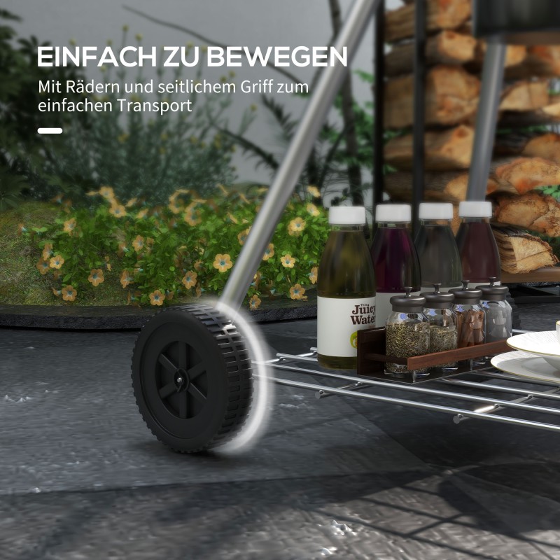 Hiiligrilli pallogrilli Ø54 cm lämpöhyllyllä ja alahyllyllä 55 x 65 x 89 cm musta