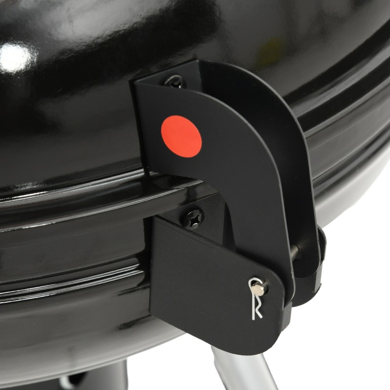 Hiiligrilli pallogrilli Ø54 cm lämpöhyllyllä ja alahyllyllä 55 x 65 x 89 cm musta