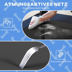 Koiran ulkosänky katoksella, korotettu verkkopeti, 61 x 46 x 63 cm, tummansininen