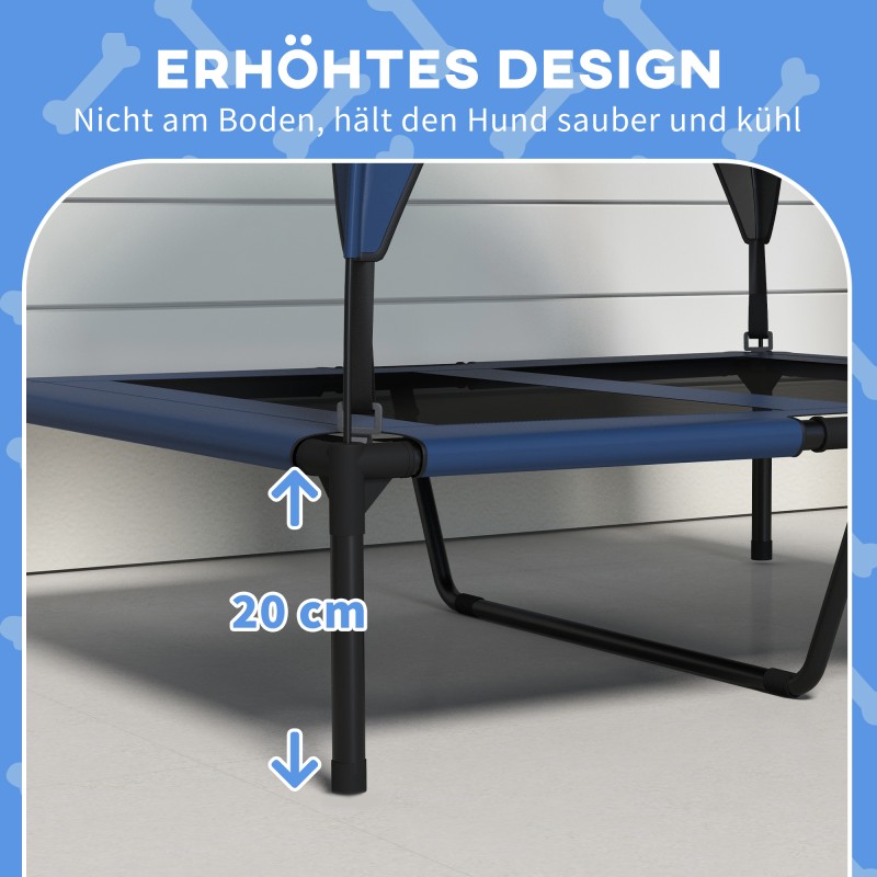 Koiransänky katoksella ulkokäyttöön, oxfordpolyesteri, 91 x 76 x 89 cm, enint. 30 kg, tummansininen