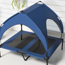 Koiransänky katoksella ulkokäyttöön, oxfordpolyesteri, 91 x 76 x 89 cm, enint. 30 kg, tummansininen