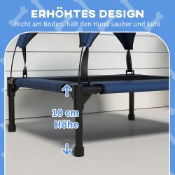 Koiran ulkosänky katoksella, hengittävä ja vettähylkivä, 76 x 61 x 69,5 cm, enintään 20 kg, tummansininen