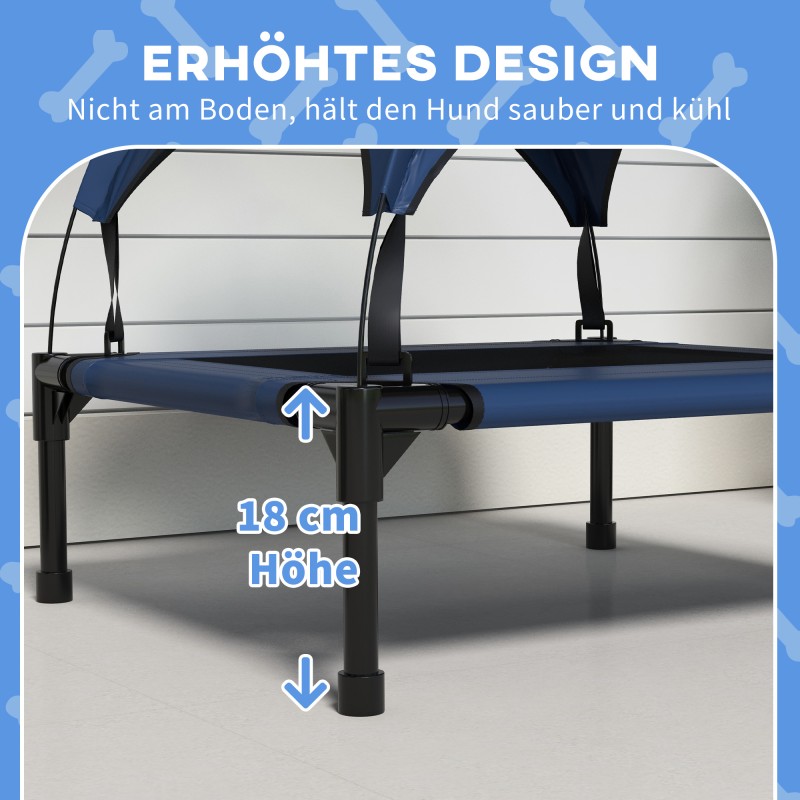 Koiran ulkosänky katoksella, hengittävä ja vettähylkivä, 76 x 61 x 69,5 cm, enintään 20 kg, tummansininen