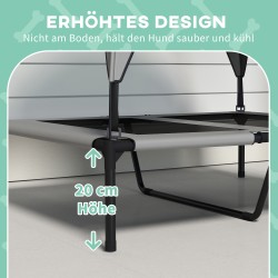 Koiransänky katoksella ulkokäyttöön, hengittävä ja vedenkestävä, 91 x 76 x 89 cm, harmaa, max 30 kg