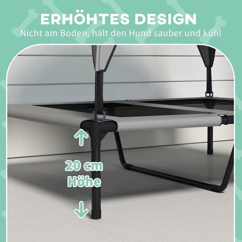 Koiransänky katoksella ulkokäyttöön, hengittävä ja vedenkestävä, 91 x 76 x 89 cm, harmaa, max 30 kg