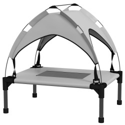 Koiransänky katoksella ulkokäyttöön oxfordpolyesteri ja teräs 61 x 46 x 63 cm vaaleanharmaa