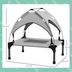 Koiransänky katoksella ulkokäyttöön, oxfordpolyesteri ja teräs, 61 x 46 x 63 cm, vaaleanharmaa