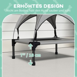 Koiransänky katoksella ulkokäyttöön, oxfordpolyesteri ja teräs, 61 x 46 x 63 cm, vaaleanharmaa