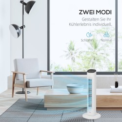 Tornituuletin kaukosäätimellä, 3 nopeutta, 2 tilaa, ajastin, 85° oskillointi, 78 cm, valkoinen