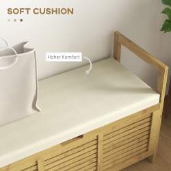 Kenkäpenkki säilytyksellä ja istuimella, bambu, 100 x 40 x 60 cm, luonnollinen