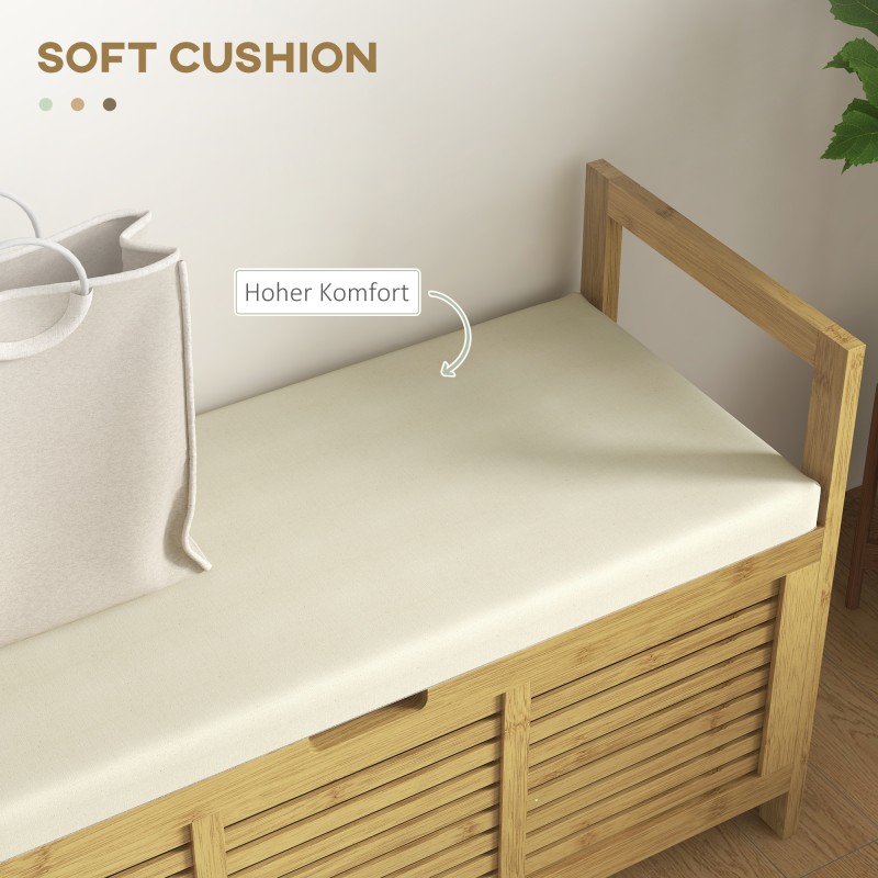 Kenkäpenkki säilytyksellä ja istuimella, bambu, 100 x 40 x 60 cm, luonnollinen