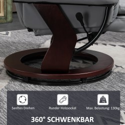 Lepotuoli jalkarahilla, keinonahkaa, kallistuva ja kääntyvä, harmaa