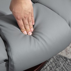 Lepotuoli jalkarahilla, keinonahkaa, kallistuva ja kääntyvä, harmaa