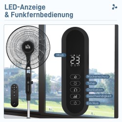 Lattiatuuletin kaukosäätimellä, hiljainen, 28 nopeutta, 3 tilaa, ajastin, hyttystorjunta, musta