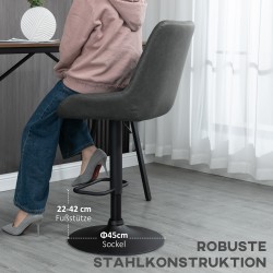 Baarijakkarasetti keittiöön, keinonahka, säädettävä korkeus 63–83 cm, 2 kpl, tummanharmaa/musta