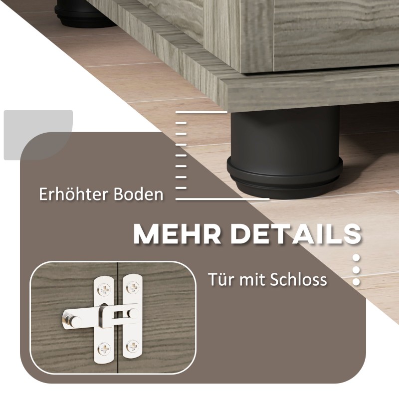 Koirankoppi sisäkäyttöön metallia lastulevyllä, makuualusta, keskikokoisille koirille, 80 x 56 x 63 cm, harmaa/puukuvio