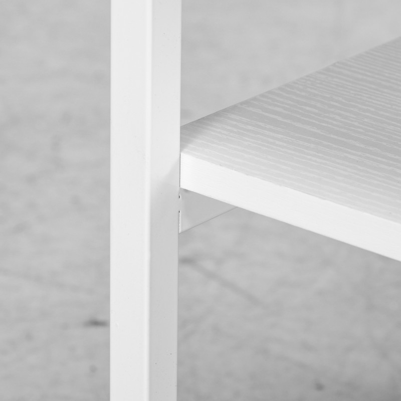 Tulostintaso pyörillä, 3-tasoinen teräsrunko, 50 x 50 x 52,5 cm, valkoinen