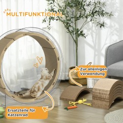 Kissan juoksupyörän raapimissarja aaltopahvista 55 x 25,5 x 3 cm 8 osaa ruskea