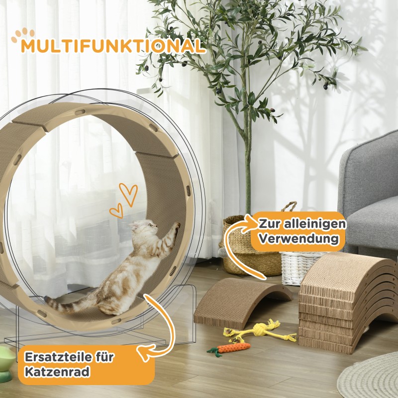 Kissan juoksupyörän raapimissarja aaltopahvista 55 x 25,5 x 3 cm 8 osaa ruskea