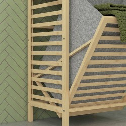 Kylpyhuoneen hyllykaappi pyykkikorilla bambua 44x33x160 cm luonnonvärinen