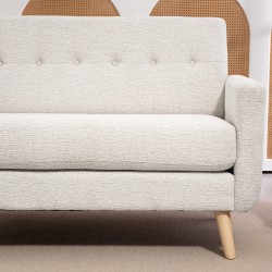 2-istuttava samettimainen sohva, kompakti, 134 x 71 x 82 cm, beige