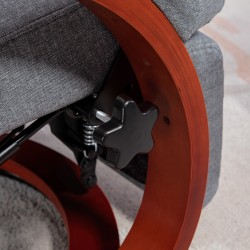 Lepotuoli taitettavalla jalkatuella, kallistuva ja pyörivä, pellavakankaan näköinen, harmaa