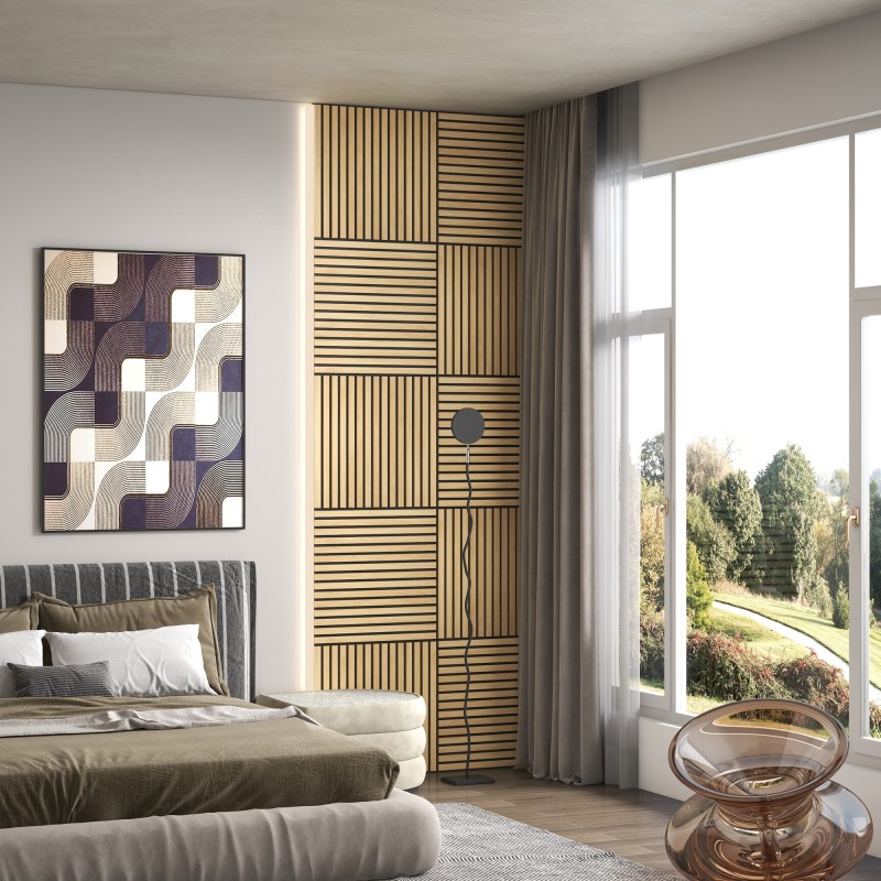 Akustiikkapaneeli seinälle MDF & polyesteri 60 x 60 cm 4 kpl tammi