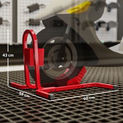 Moottoripyörän etupyöräteline metallia 17–21" pyörille, säädettävä, punainen
