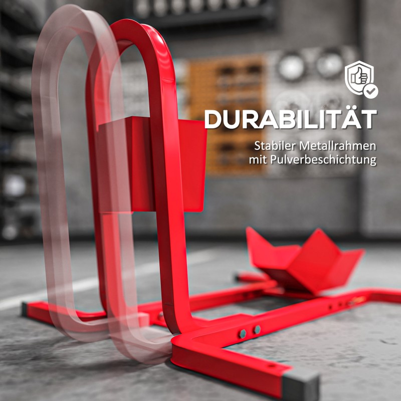 Moottoripyörän etupyöräteline metallia 17–21" pyörille, säädettävä, punainen
