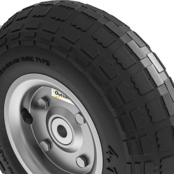 Kottikärryn rengassetti 4 kpl, täyskumipyörä 255 mm, 80 kg, kuulalaakeri, musta