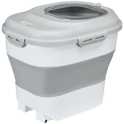 Kuivaruokasäiliö lemmikeille taittuva ilmatiivis 25 l 44 x 32 x 37 cm harmaa lisävarusteilla