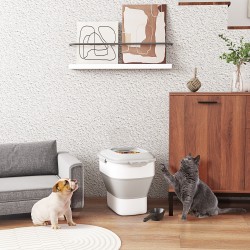 Kuivaruokasäiliö lemmikeille, taittuva, ilmatiivis, 25 l, 44 x 32 x 37 cm, harmaa, lisävarusteilla