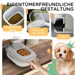 Kuivaruokasäiliö lemmikeille, taittuva, ilmatiivis, 25 l, 44 x 32 x 37 cm, harmaa, lisävarusteilla