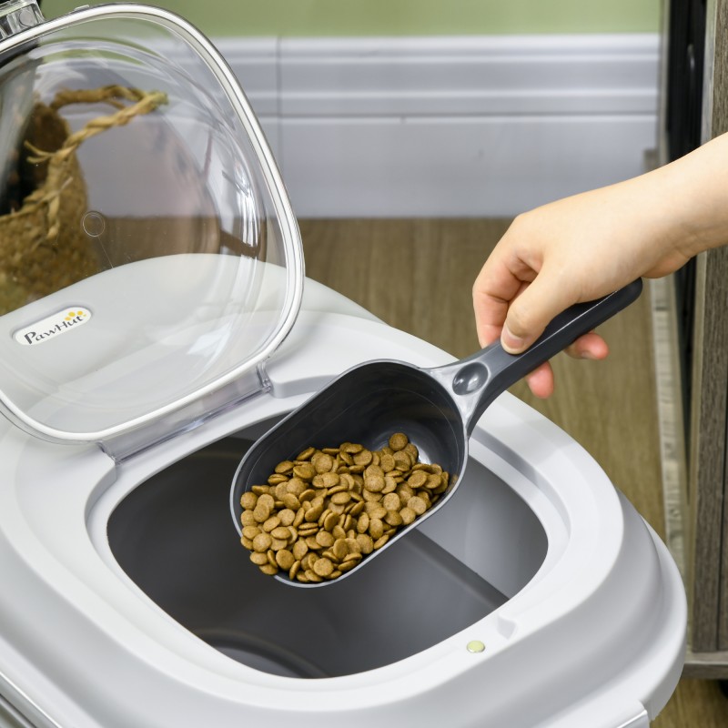 Kuivaruokasäiliö lemmikeille, taittuva, ilmatiivis, 25 l, 44 x 32 x 37 cm, harmaa, lisävarusteilla