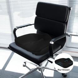 Ergonominen istuintyyny memory-vaahtoa, hengittävä ja liukumaton, 44 x 39 x 13 cm, musta