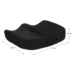 Ergonominen istuintyyny memory-vaahtoa, hengittävä ja liukumaton, 44 x 39 x 13 cm, musta