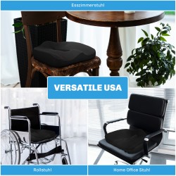 Ergonominen istuintyyny memory-vaahtoa, hengittävä ja liukumaton, 44 x 39 x 13 cm, musta