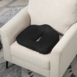 Ergonominen istuintyyny memory-vaahtoa, hengittävä ja liukumaton, 44 x 39 x 13 cm, musta