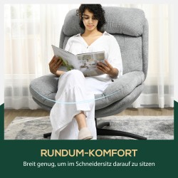 Pyörivä nojatuoli 360°, chenille-verhoilu, metallijalat, 79x91x98 cm, harmaa/musta