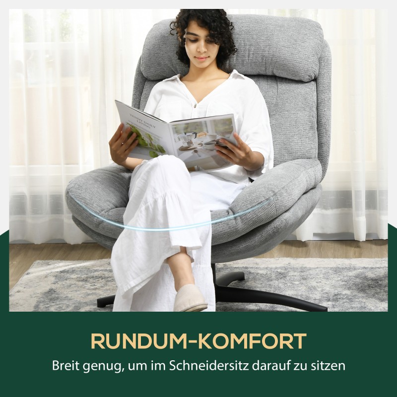 Pyörivä nojatuoli 360°, chenille-verhoilu, metallijalat, 79x91x98 cm, harmaa/musta