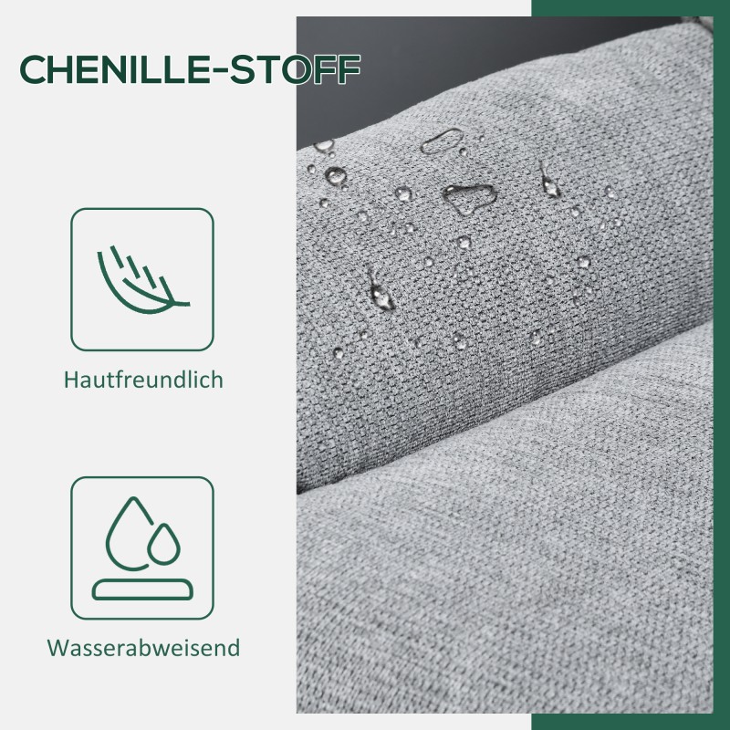 Pyörivä nojatuoli 360°, chenille-verhoilu, metallijalat, 79x91x98 cm, harmaa/musta