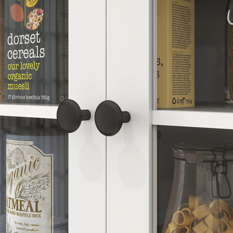 Vapaasti seisova keittiökaappi työtasolla mikroaaltouunille ja kahvinkeittimelle, lastulevy, 74,5x40x172 cm, valkoinen