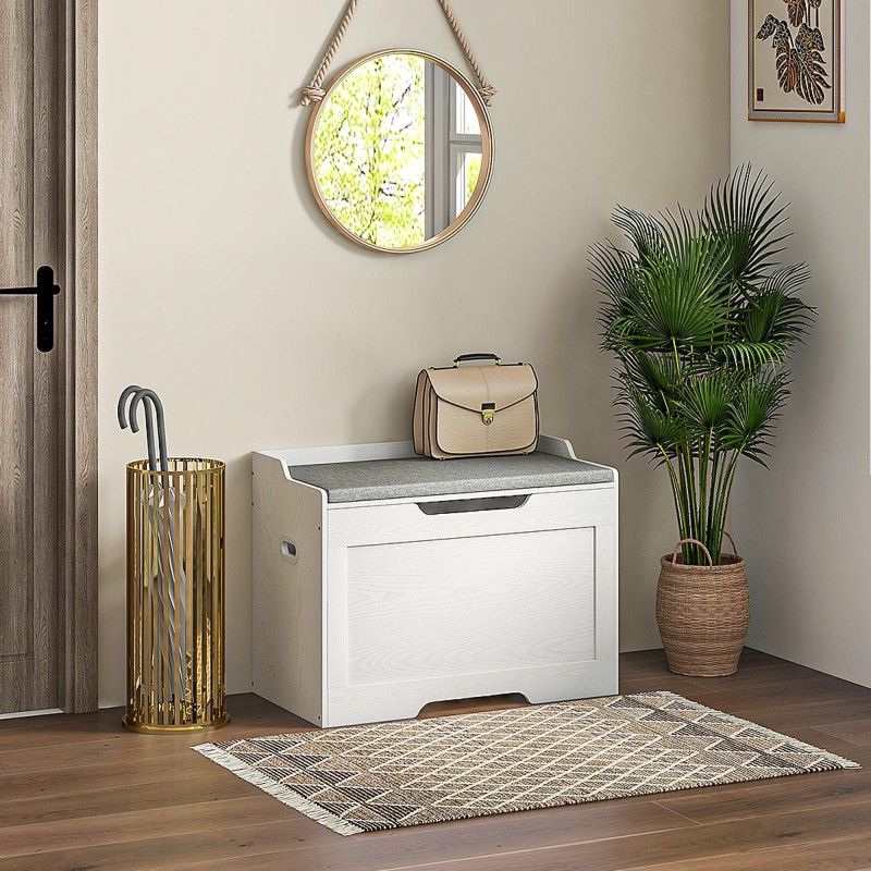 Säilytyspenkki turvasaranalla 103 l, valkoinen/harmaa, 75 x 40 x 56 cm