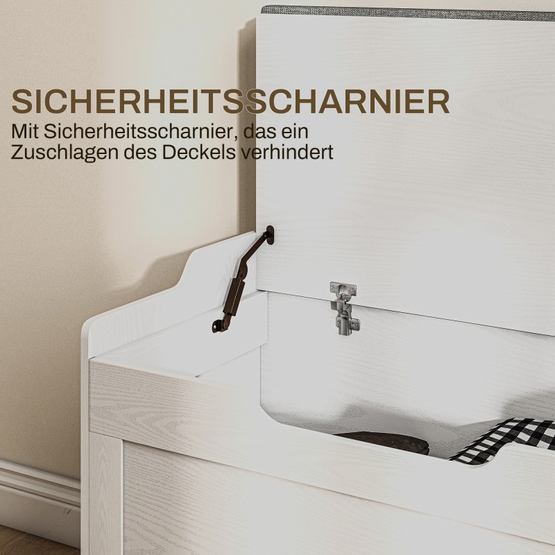 Säilytyspenkki turvasaranalla 103 l, valkoinen/harmaa, 75 x 40 x 56 cm